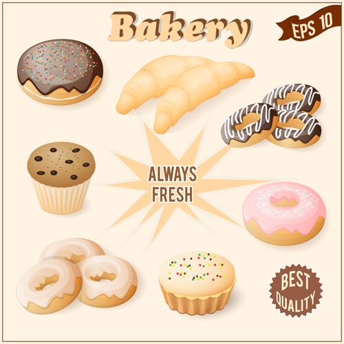 Realistic bakery with cake vector graphic vector graphic realistic cake bakery   