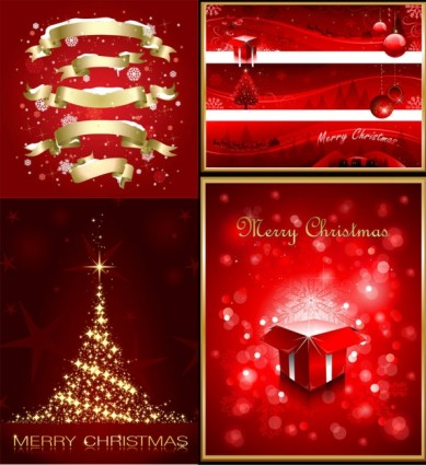 christmas red elements poster vector graphics red poster christmas   