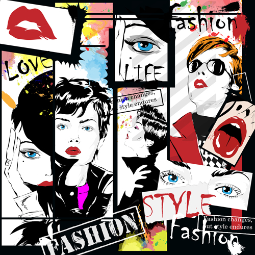 Woman with fashion elements template vector 02 woman template fashion elements fashion elements   