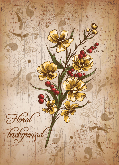 Retro romantic floral cards elements vector set 01 romantic Retro font elements element cards card   
