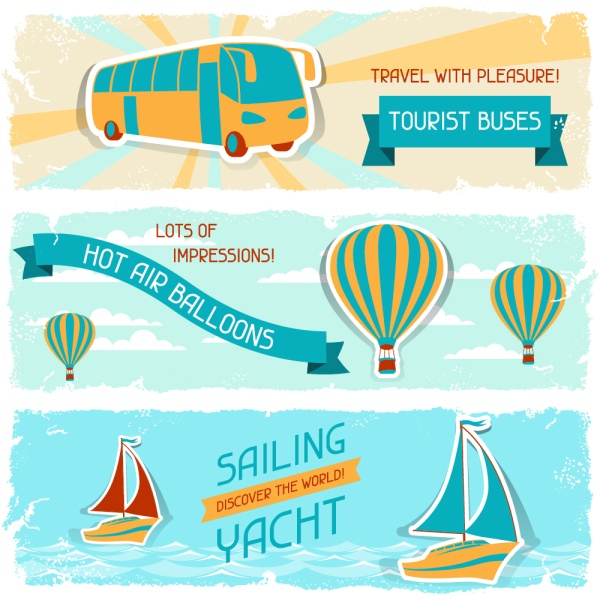 Vintage travel sticker banners vector vintage travel sticker banners   