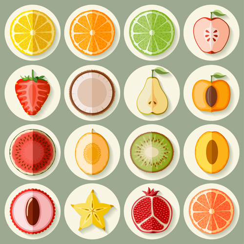 Retro fruit icons design graphics vector Retro font icons icon fruit   