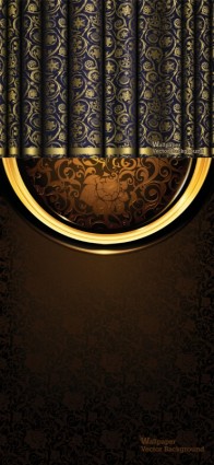 Curtain brocade ornate vector background 02 ornate curtain brocade background   