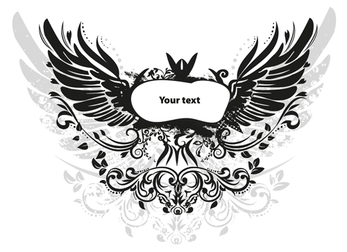 Wings with text frame decorative vector 02 wings frame decorative   