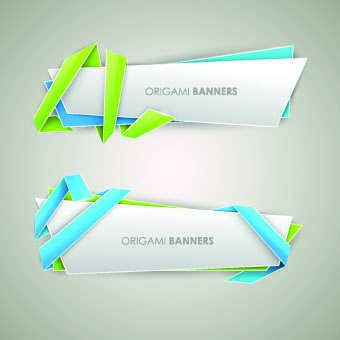 Origami with color ribbon banner vector 05 ribbon origami color banner   