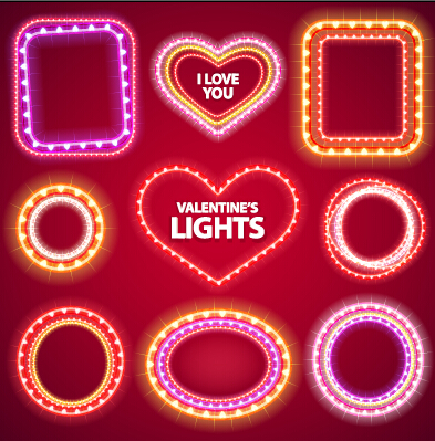 Valentines Day light frames vector set 03 valentines light frames   