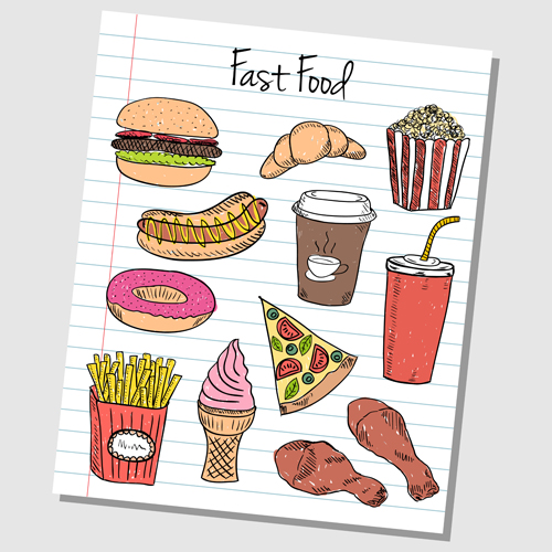 Hand Drawn Fast food elements 03 hand-draw hand drawn food fast food elements element   