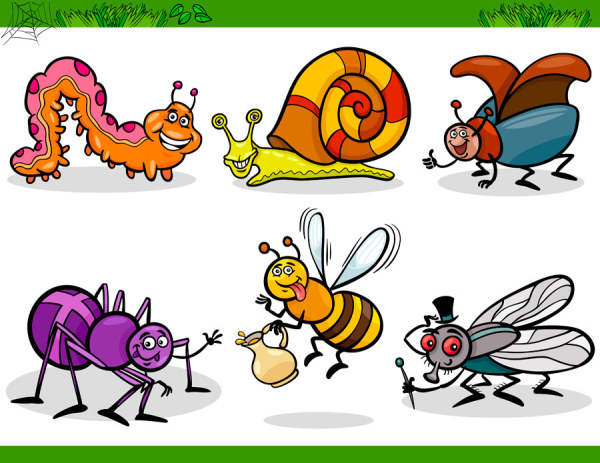 Funny Cartoon Insects vector set 12 insects insect funny cartoon   