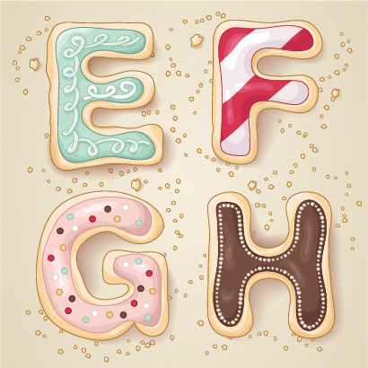 Cute cookies alphabet vector material 02 cookies alphabet   