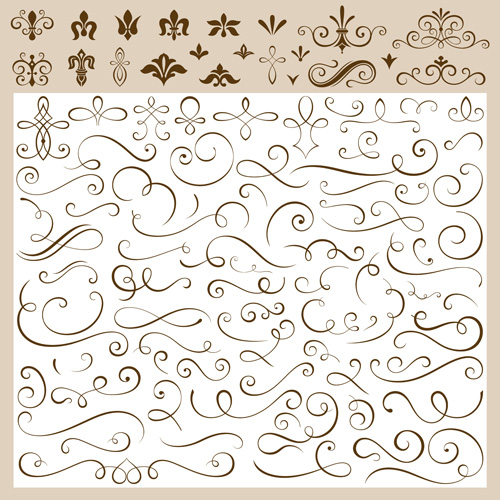 Calligraphic ornaments design elements vectors ornaments calligraphic   