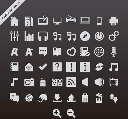 Gray application series vector icons Vector Icon series icons icon gray application   