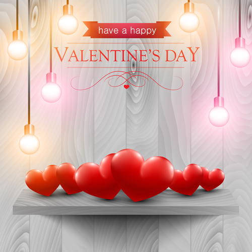 Valentines day elements with wooden background vector 05 wooden valentines elements day background   