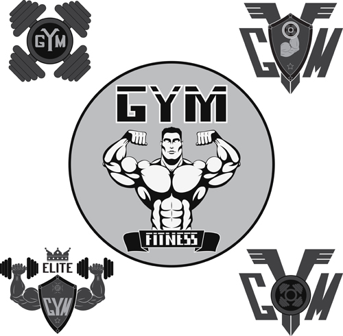 Gray with black gym labels vector 02 labels gym gray black   