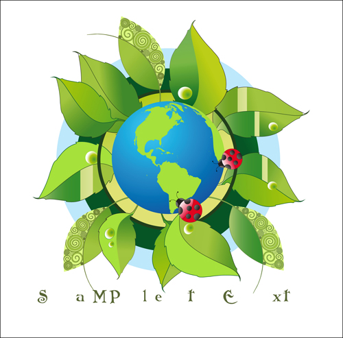 Think Green Earth design elements vector 02 green earth green elements element   