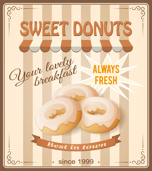Sweet donuts poster vintage style design Vintage Style vintage sweet poster donuts   
