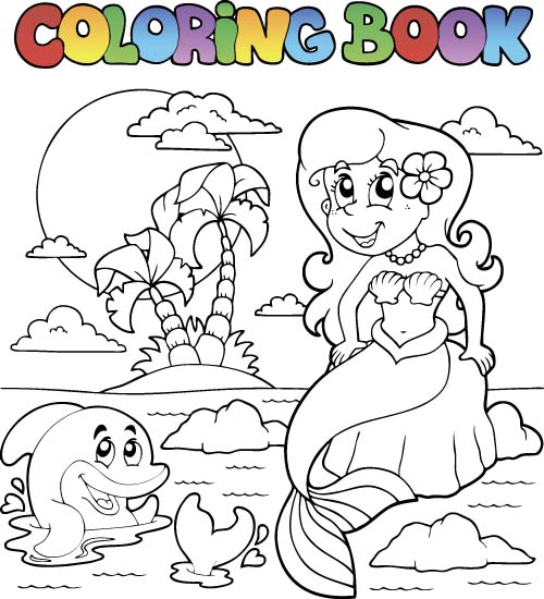 Coloring picture sea world vector template 01 template sea world picture coloring   