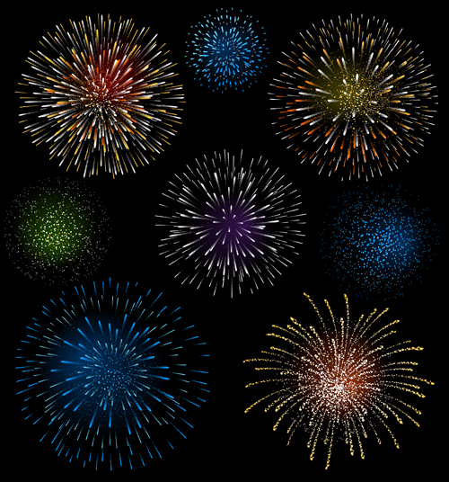 Set of holiday Fireworks design vector material 30 material holiday Fireworks   