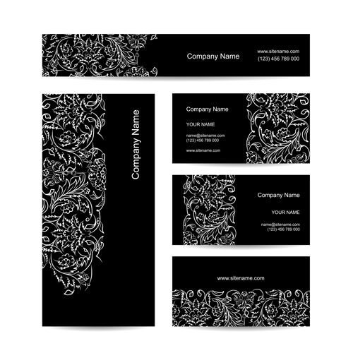 Floral style business cards kit vector 04 floral business cards business card business   