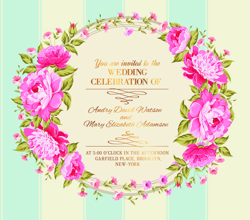 Pink flower frame wedding invitation cards 03 wedding invitation cards invitation flower   