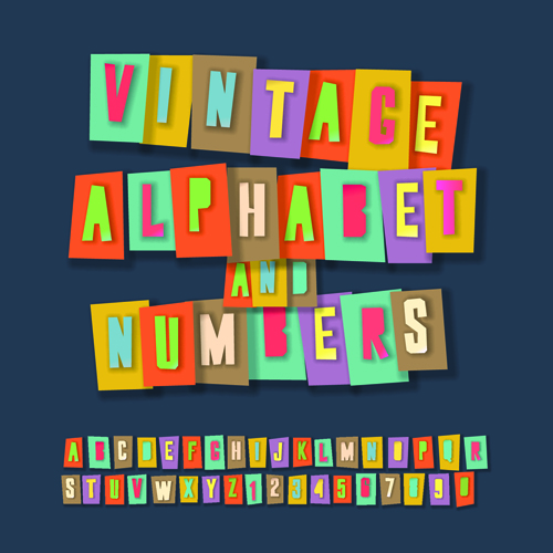 Retro alphabet set vector material 04 vector material Retro font material alphabet   