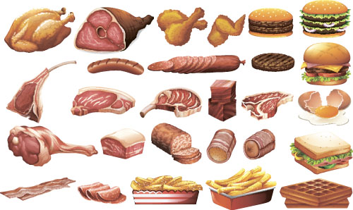 Different meats vector set Meats different   