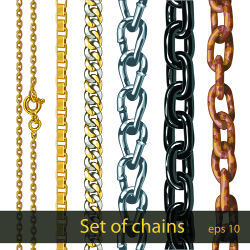 Different metal chain borders vector set 06 metal different chain borders border   