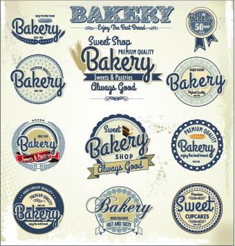 Vintage bakery labels creative vector set 03 vintage labels label creative bakery   