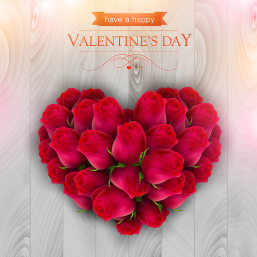 Valentines day elements with wooden background vector 09 wooden valentines elements day background   