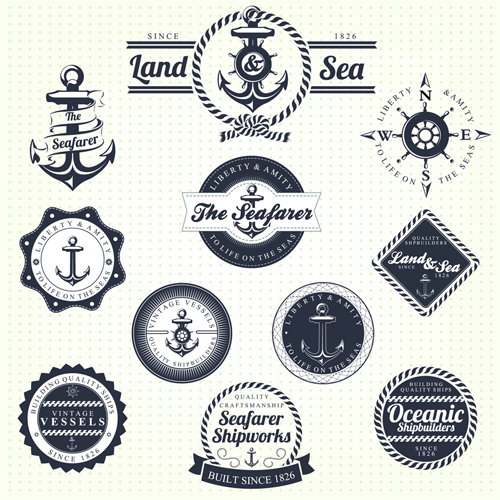 Set of Nautical labels vector 05 nautical labels label   