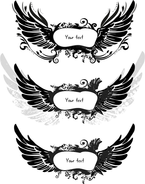 Wings with text frame decorative vector 03 wings frame decorative   