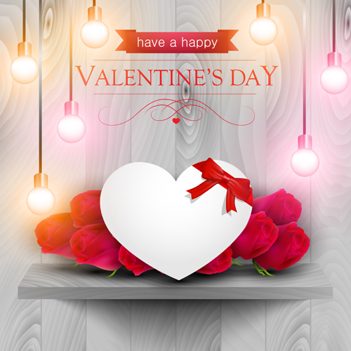 Valentines day elements with wooden background vector 06 wooden valentines elements day background   