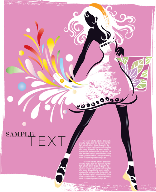 Set of Fashion girl vector graphic 05 girl fashion   