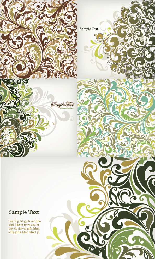 Elements of plant decorative pattern background Vector graphic style plant pattern background   