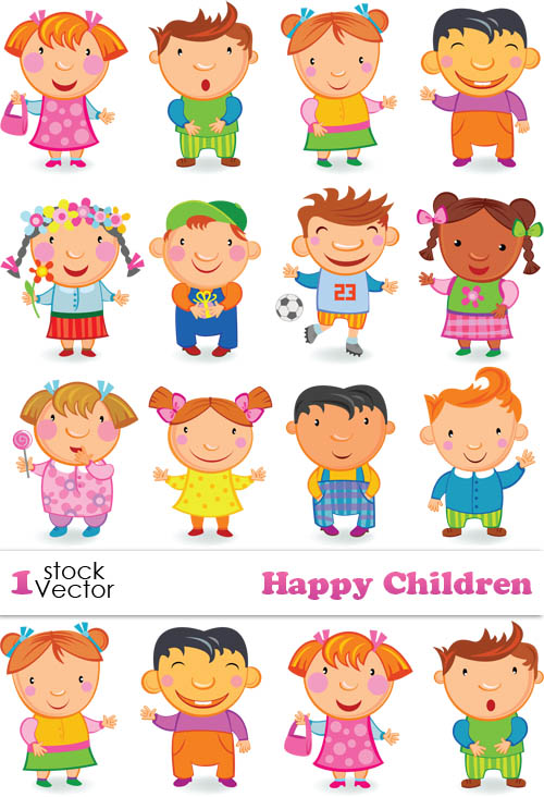 Cute Happy Children elements Vector happy elements element cute children   