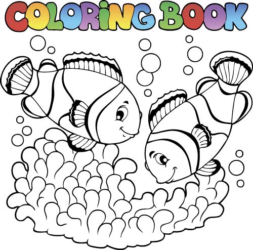 Coloring picture sea world vector template 02 template sea world picture coloring   