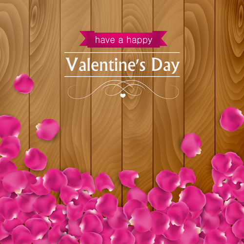 Valentines day elements with wooden background vector 04 wooden valentines elements day background   