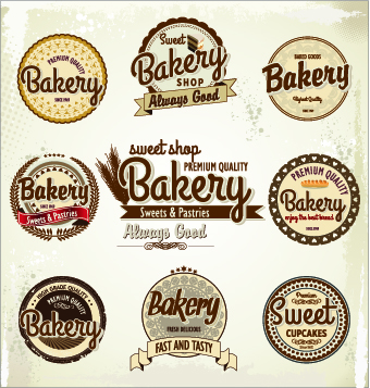 Vintage bakery labels creative vector set 01 vintage labels label creative bakery   