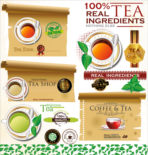 Tea time design elements vector 02 time tea elements element design elements   