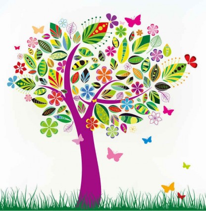 Abstract tree with flower vector tree patterns flower abstract   