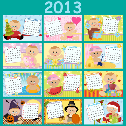 Elements of Calendar grid 2013 design vector set 03 elements element calendar 2013   