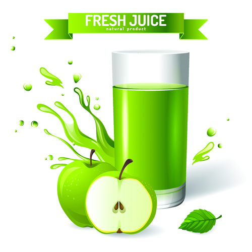 Fresh Juice with ribbon design graphic vector 01 ribbon juice fresh   