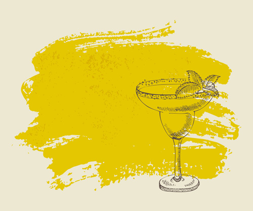 Hand drawn cocktail with grunge background 06 hand-draw hand drawn grunge cocktail background   