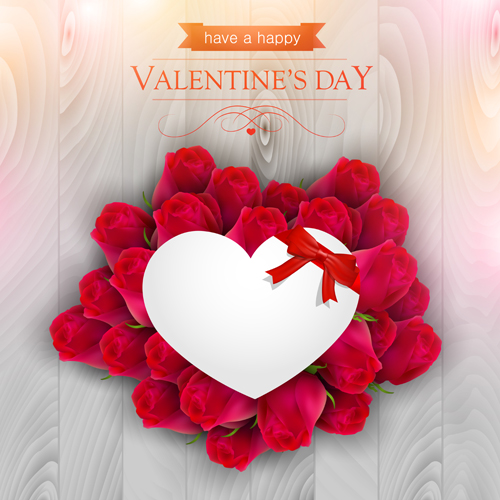 Valentines day elements with wooden background vector 07 wooden valentines elements day background   