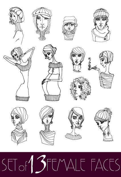 Hand drawn Sketches female design vector 01 sketches hand drawn female   