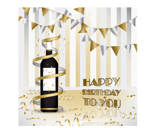 Wine with Happy Birthday card vector wine happy birthday card birthday   