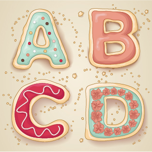 Cute cookies alphabet vector material 01 material cookies alphabet   
