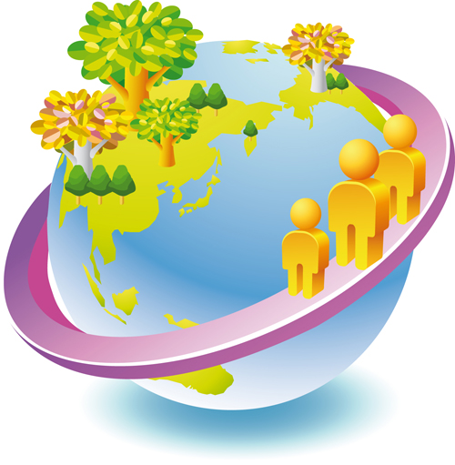 Think Green Earth design elements vector 04 green earth green elements element   