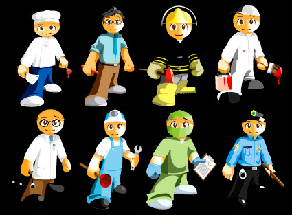 8 kinds of cartoon occupation characters Vector occupation kinds characters cartoon 8   