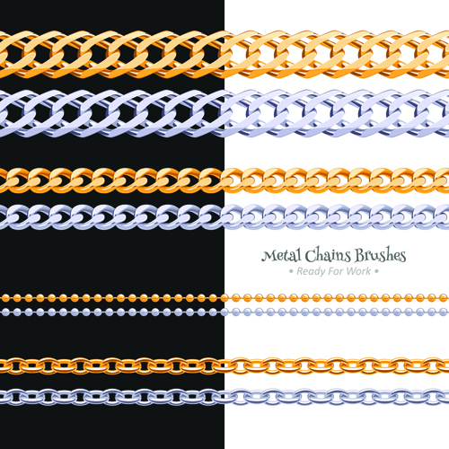 Different metal chain borders vector set 03 metal different chain borders border   