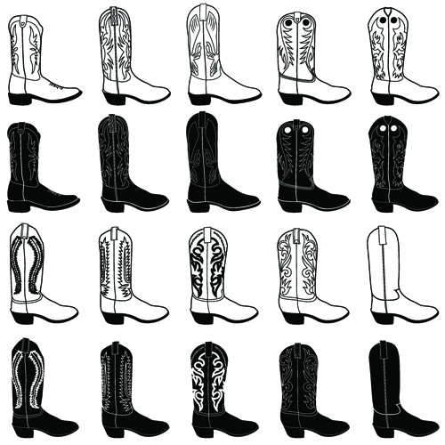 Boots design material vector set 01 design material boots   